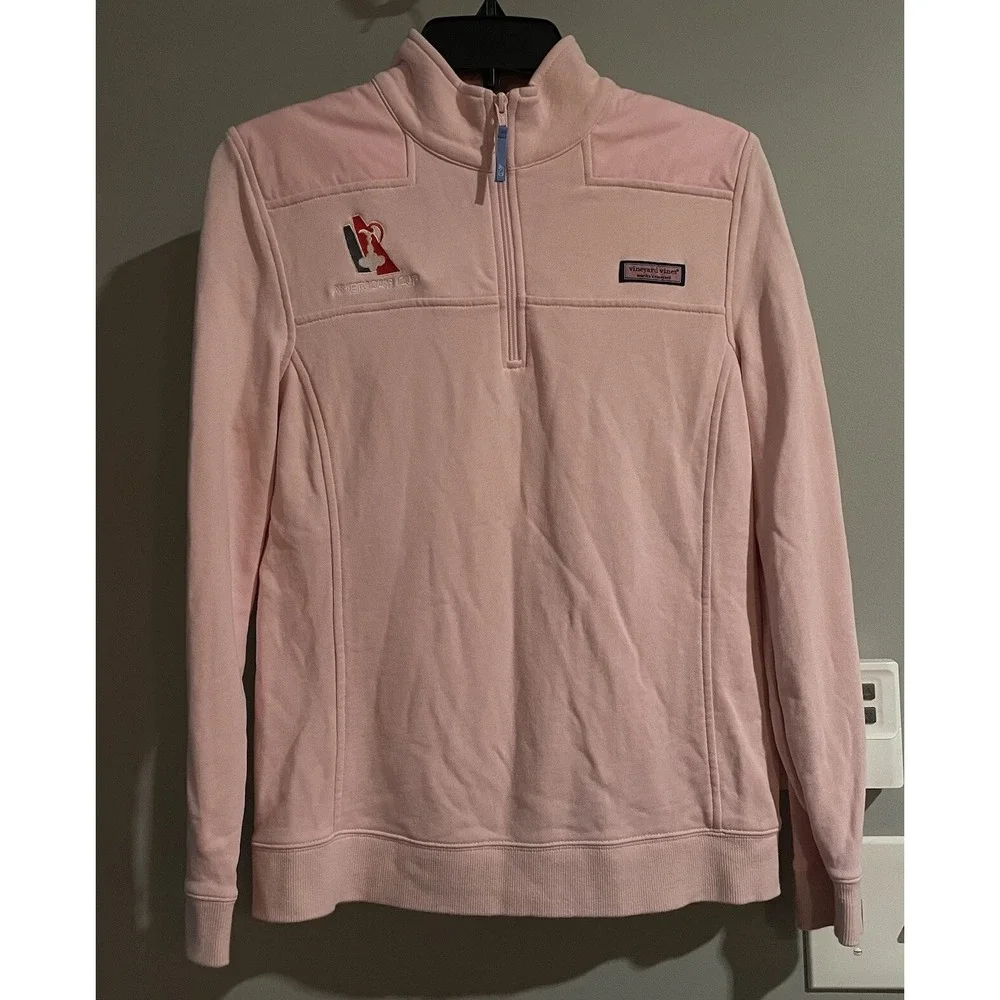 Vinyard Vines‎ Sweater Americas Cup Logos Patch 1/4 Zip Pullover Womens  Small